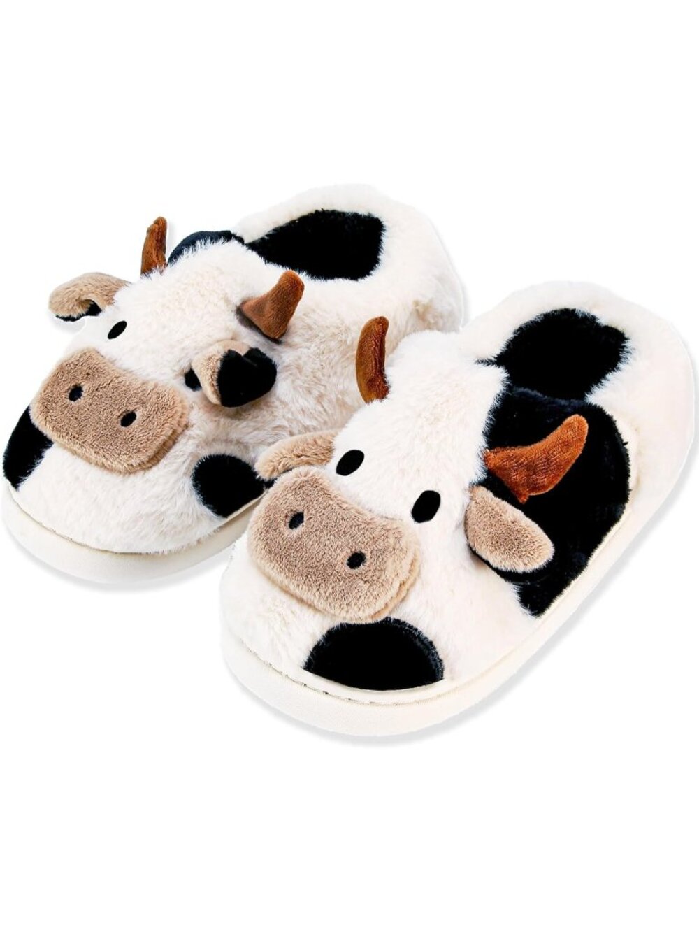 Women's Cow Fluffy Cute Cozy Cartoon Fuzzy Cow Polyester Indoor Slippers